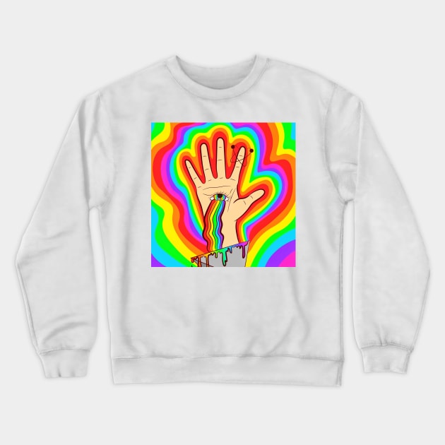 Hand with the eye of God and a rainbow Crewneck Sweatshirt by TheSkullArmy